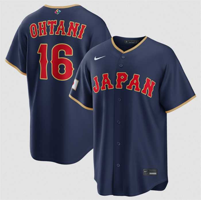 Mens Japan Baseball #16 Shohei Ohtani Navy 2026 World Baseball Classic Road Stadium Stitched Jersey