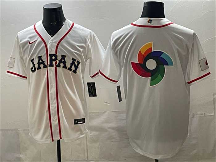 Mens Japan Baseball Team Big Logo White 2026 World Baseball Classic Home Stadium Stitched Jersey