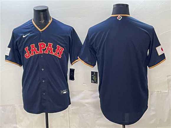 Mens Japan Baseball Blank Navy 2026 World Baseball Classic Road Stadium Stitched Jersey