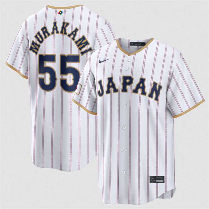 Mens Japan Baseball #55 Munetaka Murakami White 2026 World Baseball Classic Home Stadium Stitched Jersey