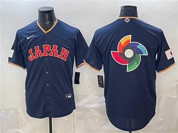 Mens Japan Baseball Team Big Logo Navy 2026 World Baseball Classic Road Stadium Stitched Jersey