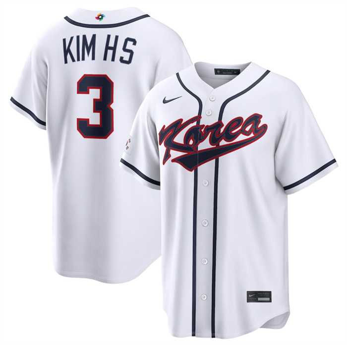 Mens Korea Baseball #3 Hyeseong Kim White 2026 World Baseball Classic Home Stadium Stitched Jersey