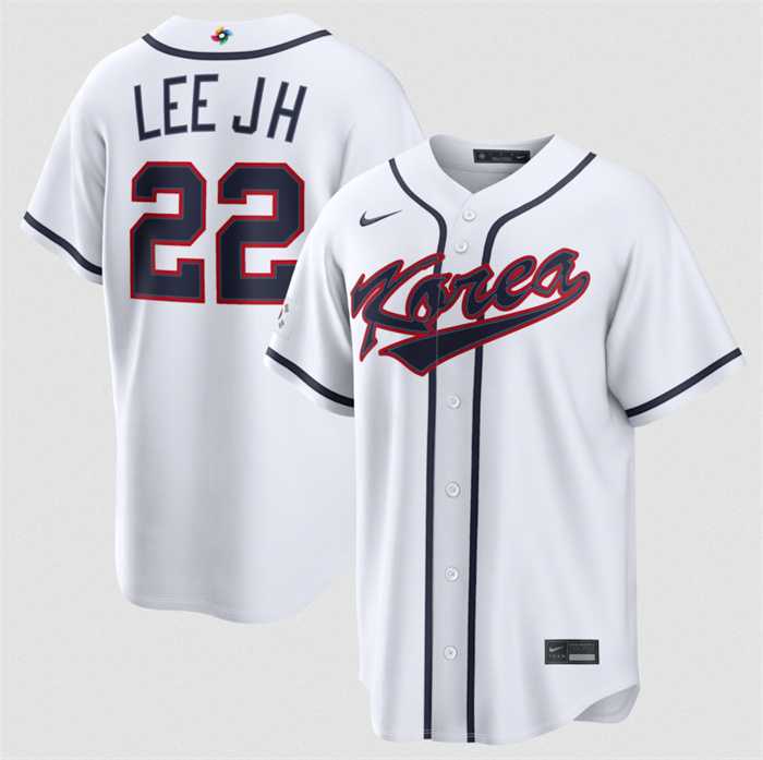 Mens Korea Baseball #22 Jung Hoo Lee White 2026 World Baseball Classic Home Stadium Stitched Jersey