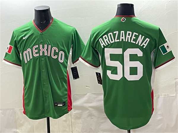 Mens Mexico Baseball #56 Randy Arozarena Green 2026 World Baseball Classic Home Stadium Stitched Jersey
