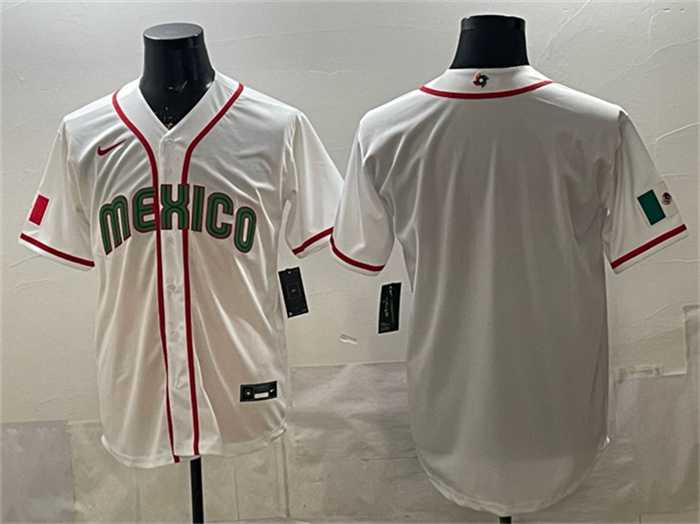 Mens Mexico Baseball Blank White 2026 World Baseball Classic Home Stadium Stitched Jersey