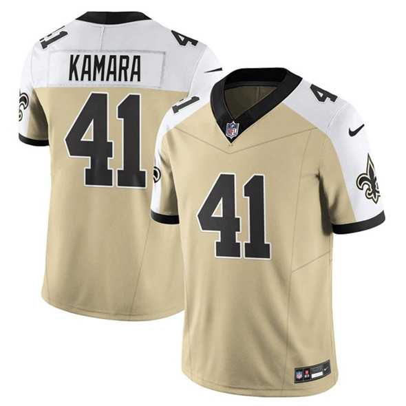 Men & Women & Youth New Orleans Saints #41 Alvin Kamara Gold White Alternate 2025 F.U.S.E. Vapor Limited Stitched Jersey