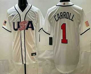 Mens USA #1 Corbin Carroll White 2026 World Baseball Classic Cool Base Jersey