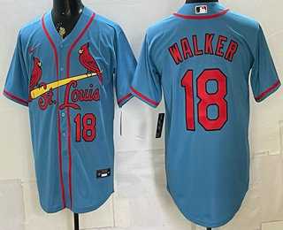 Mens St Louis Cardinals #18 Jordan Walker Blue Stitched Jersey
