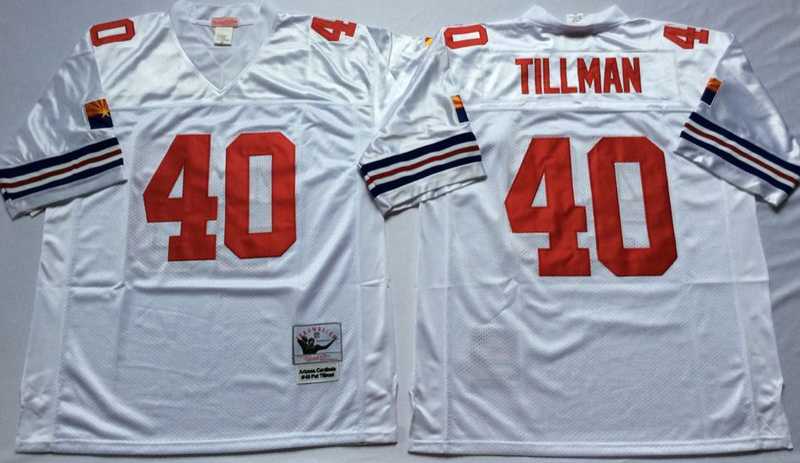Mens Arizona Cardinals #40 Pat Tillman White Throwback Stitched Football Jersey