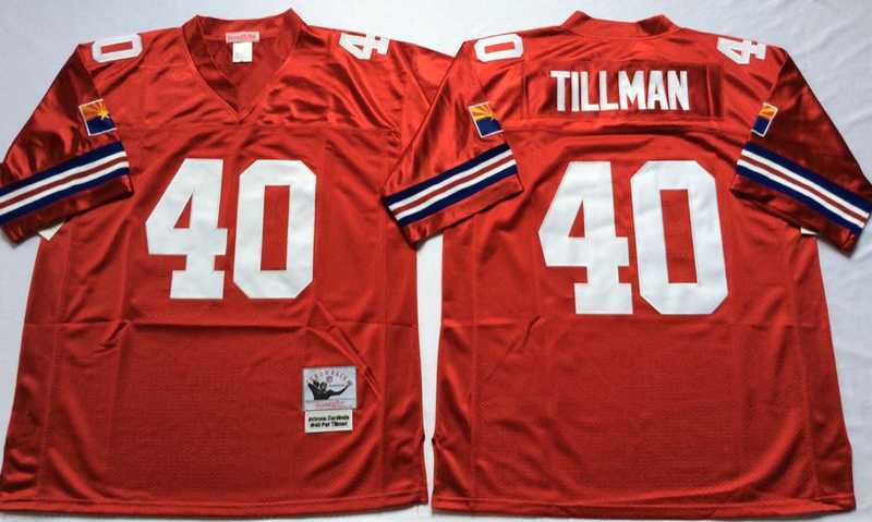 Mens Arizona Cardinals #40 Pat Tillman Red Throwback Stitched Football Jersey