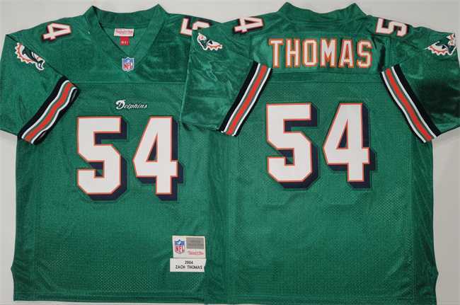 Mens Miami Dolphins #54 Zach Thomas Aqua Throwback Stitched Football Jersey