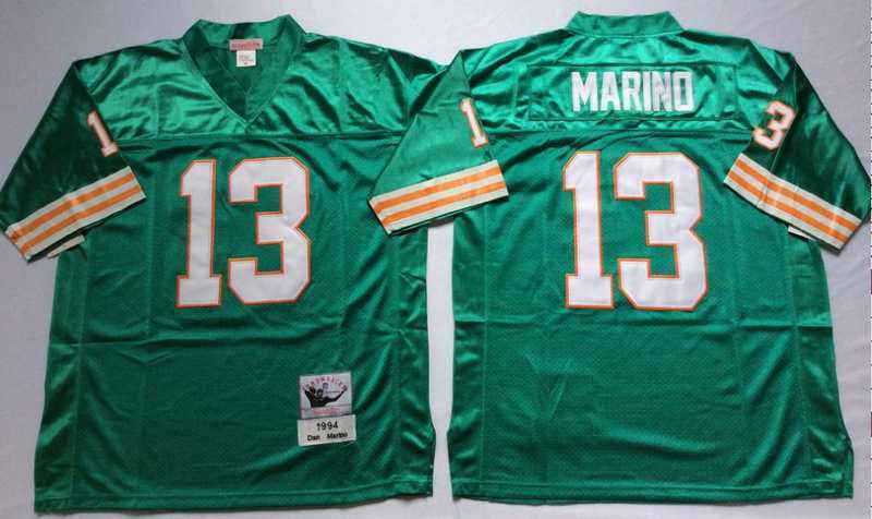 Mens Miami Dolphins #13 Dan Marino Aqua Throwback Stitched Football Jersey