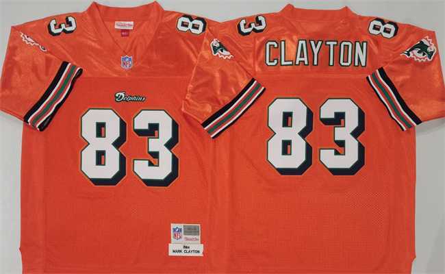 Mens Miami Dolphins #83 Mark Clayton Orange Throwback Stitched Football Jersey