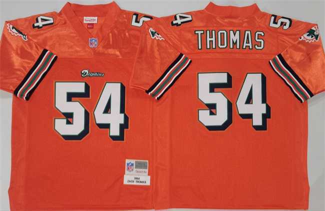 Mens Miami Dolphins #54 Zach Thomas Orange Throwback Stitched Football Jersey