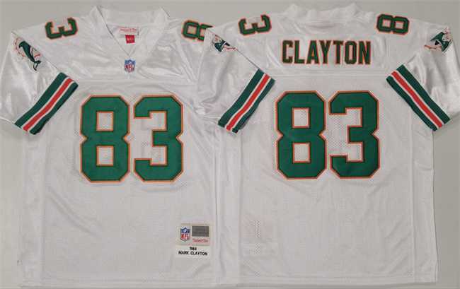 Mens Miami Dolphins #83 Mark Clayton White Throwback Stitched Football Jersey