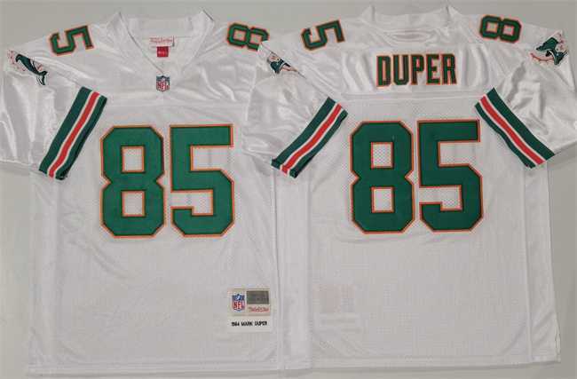 Mens Miami Dolphins #85 Mark Duper White Throwback Stitched Football Jersey