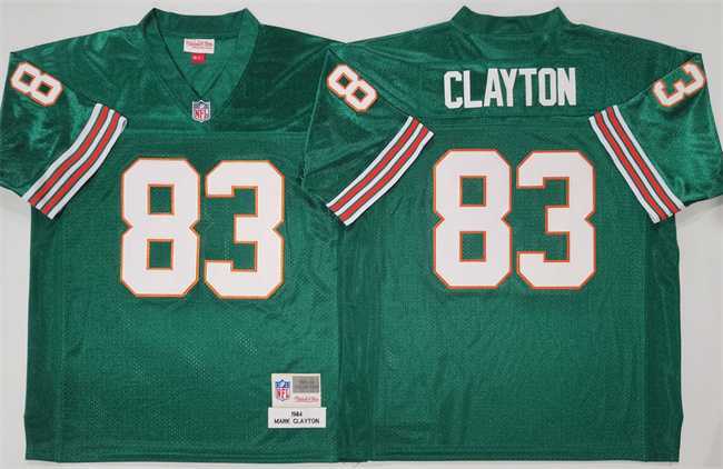 Mens Miami Dolphins #83 Mark Clayton Aqua Throwback Stitched Football Jersey