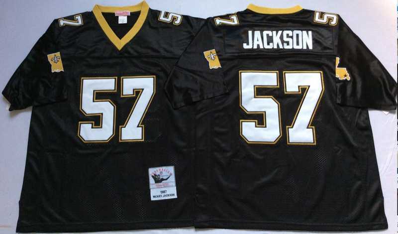 Mens New Orleans Saints #57 Rickey Jackson Black Throwback Stitched Football Jersey
