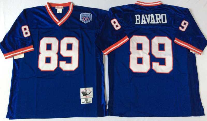 Mens New York Giants #89 Mark Bavaro Blue Throwback Stitched Football Jersey