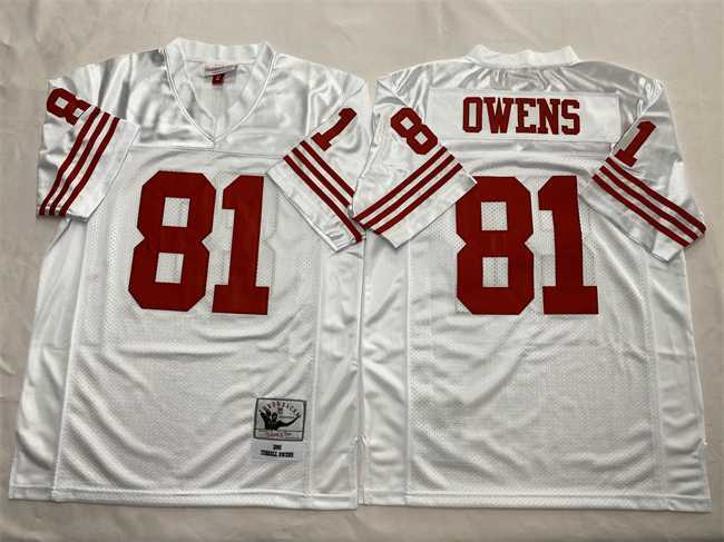 Mens New York Giants #81 Terrell Owens White Throwback Stitched Football Jersey