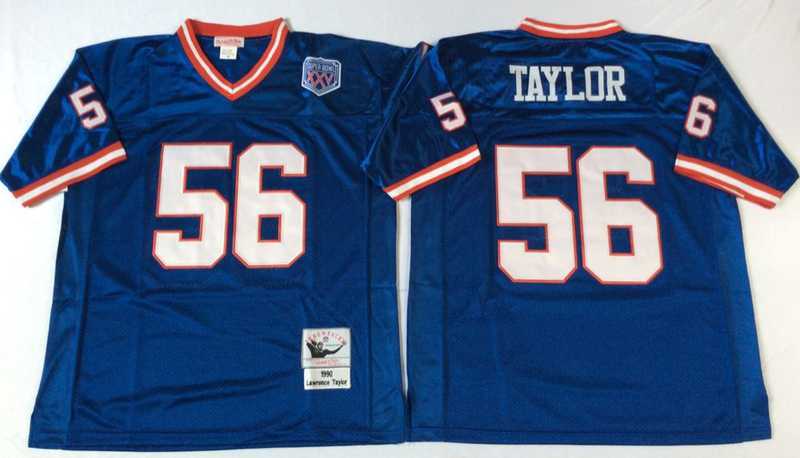 Mens New York Giants #56 Lawrence Taylor Blue Throwback Stitched Football Jersey