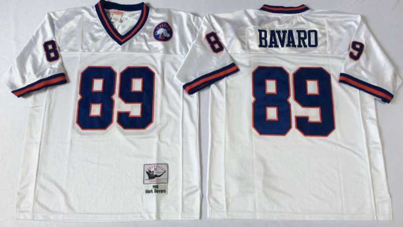 Mens New York Giants #89 Mark Bavaro White Throwback Stitched Football Jersey