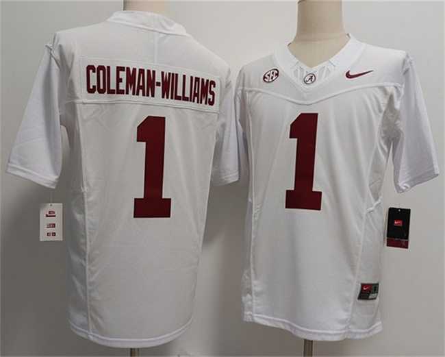 Mens Alabama Crimson Tide #1 Ryan Alexander Coleman-Williams Jr White F.U.S.E 2026 Stitched Football Jersey