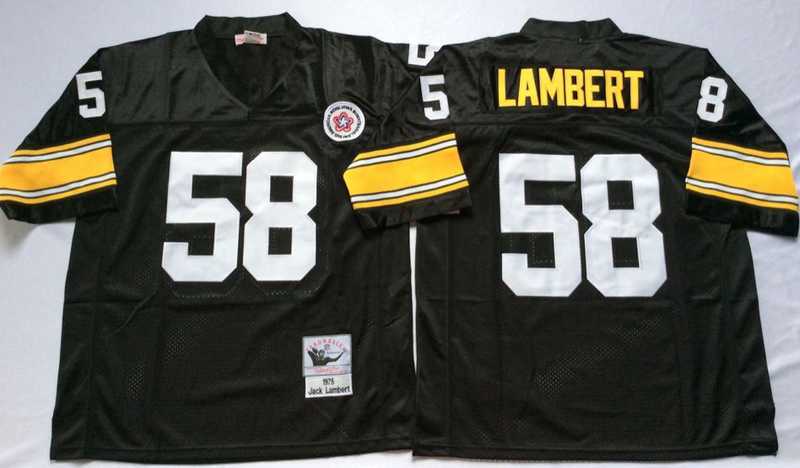 Mens Pittsburgh Steelers #58 Jack Lambert Black Throwback Stitched Football Jersey