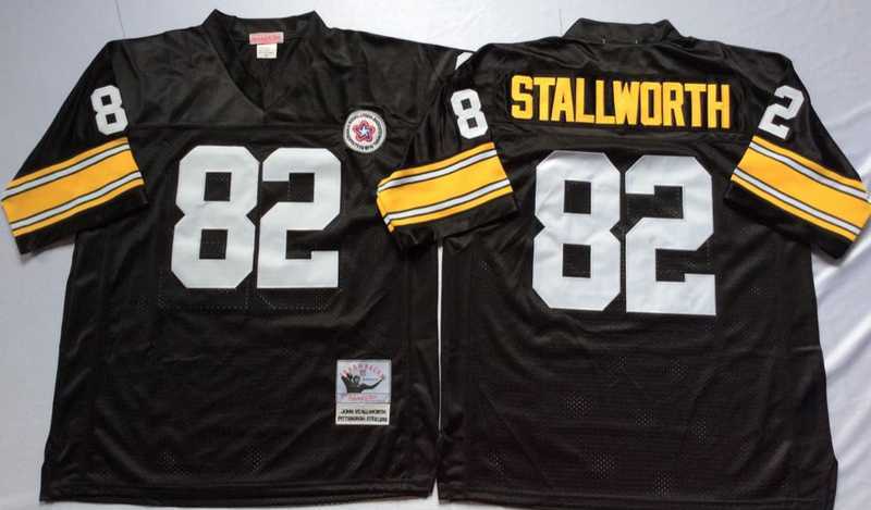 Mens Pittsburgh Steelers #82 John Stallworth Black Throwback Stitched Football Jersey
