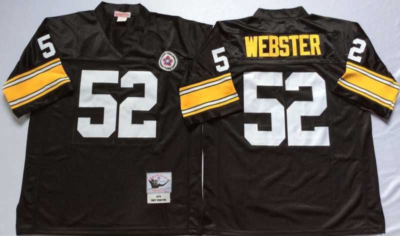 Mens Pittsburgh Steelers #52 Mike Webster Black Throwback Stitched Football Jersey