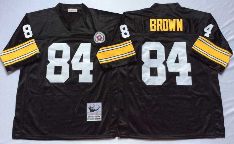 Mens Pittsburgh Steelers #84 Antonio Brown Black Throwback Stitched Football Jersey