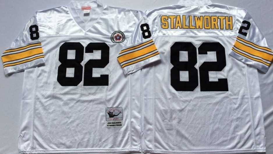 Mens Pittsburgh Steelers #82 John Stallworth White Throwback Stitched Football Jersey