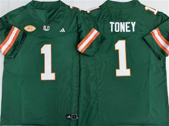 Mens Miami Hurricanes #1 Malachi Toney Aqua F.U.S.E. Stitched Football Jersey