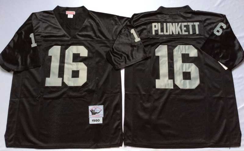 Mens Raiders #16 Jim Plunkett Black Throwback Stitched Football Jersey
