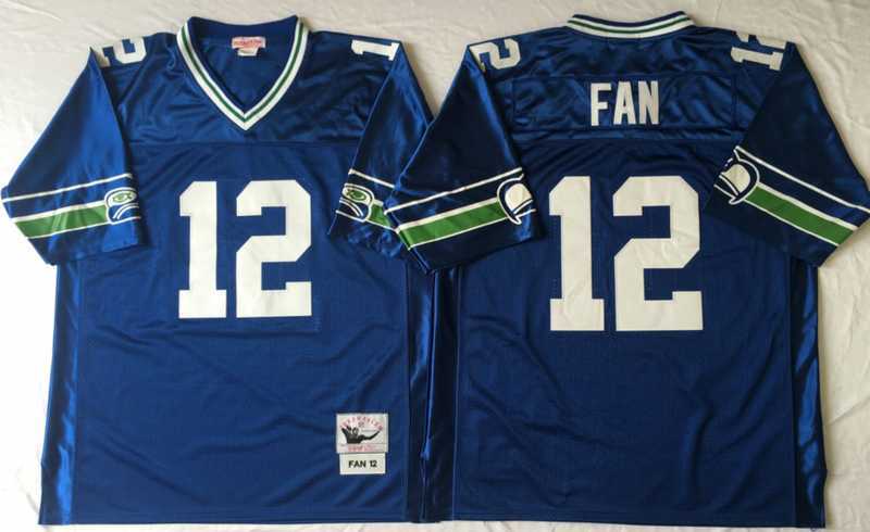 Mens Seattle Seahawks #12 Fan Blue Throwback Stitched Football Jersey
