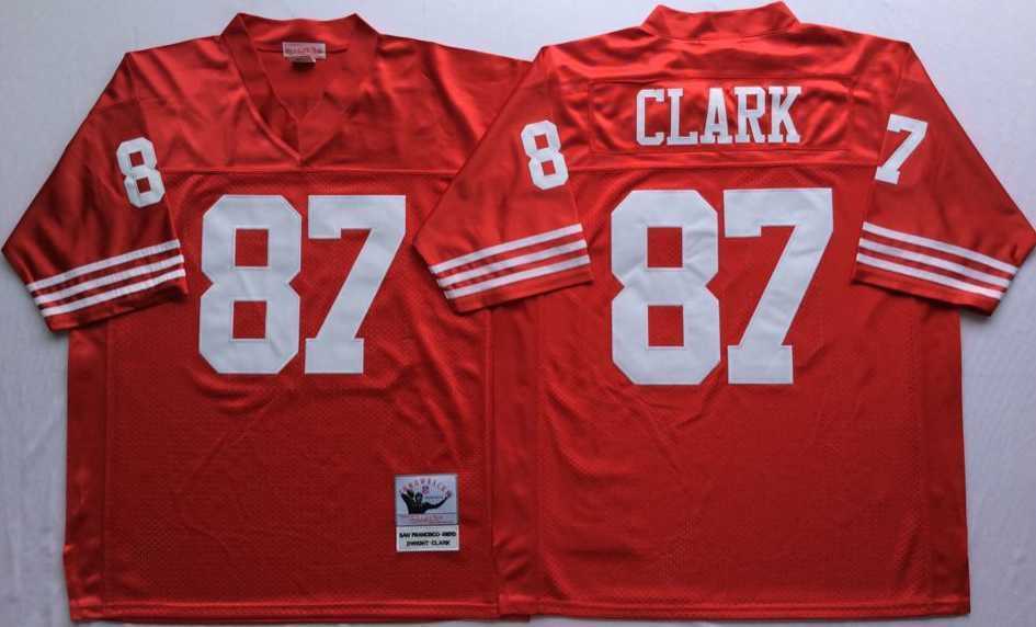 Mens San Francisco 49ers #87 Dwight Clark Red Throwback Stitched Football Jersey