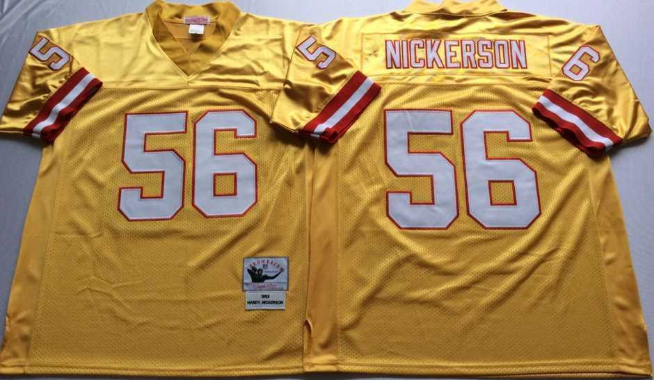 Mens Tampa Bay Buccaneers #56 Hardy Nickerson Yellow Throwback Stitched Football Jersey