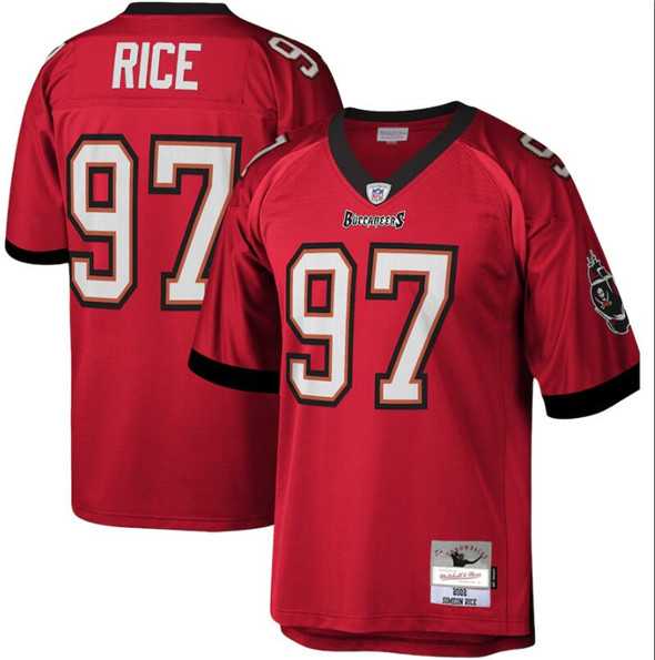 Mens Tampa Bay Buccaneers #97 Simeon Rice Red Throwback Stitched Football Jersey Dzhi