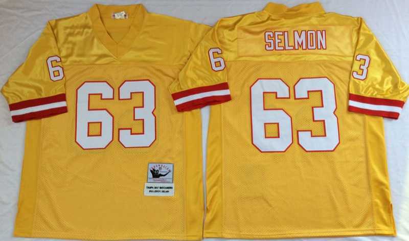 Mens Tampa Bay Buccaneers #63 Lee Roy Selmon Yellow Throwback Stitched Football Jersey