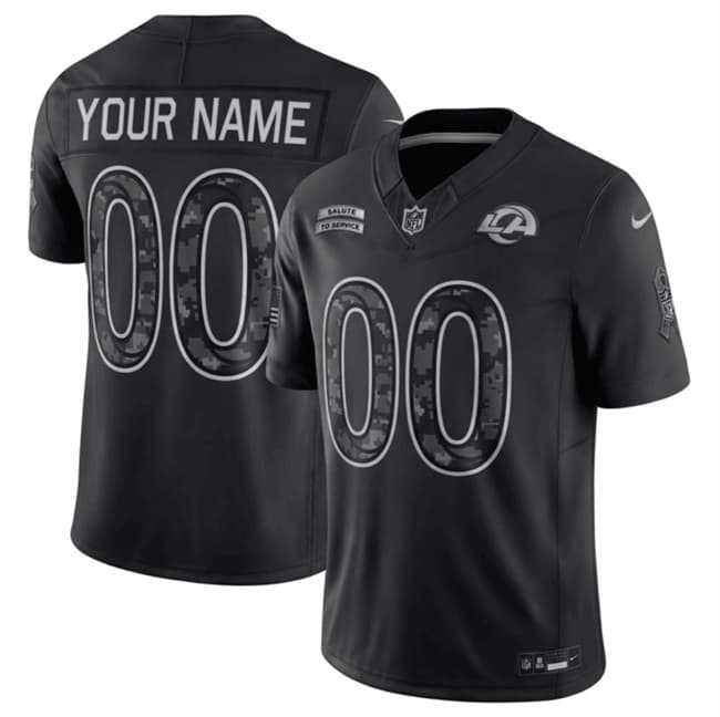 Mens Los Angeles Rams Active Player Custom Black F.U.S.E. 2026 Salute to Service Limited Football Stitched Jersey->->Custom Jersey