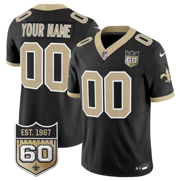 Mens New Orleans Saints Active Player Custom Black F.U.S.E. 60th Anniversary Patch Vapor Limited Football Stitched Jersey->->Custom Jersey