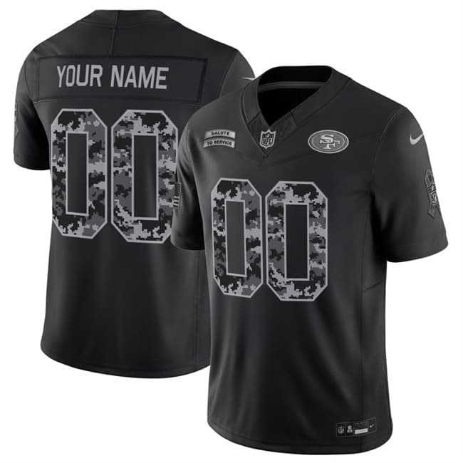 Mens San Francisco 49ers Active Player Custom Black F.U.S.E. 2026 Salute to Service Limited Football Stitched Jersey->->Custom Jersey