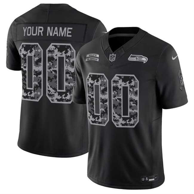 Mens Seattle Seahawks Active Player Custom Black F.U.S.E. 2026 Salute to Service Limited Football Stitched Jersey->->Custom Jersey