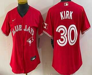 Womens Toronto Blue Jays #30 Alejandro Kirk Red Alternate Cool Base Jersey