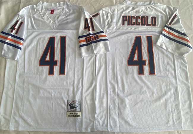 Mens Chicago Bears #41 Brian Piccolo White Throwback Stitched Football Jersey