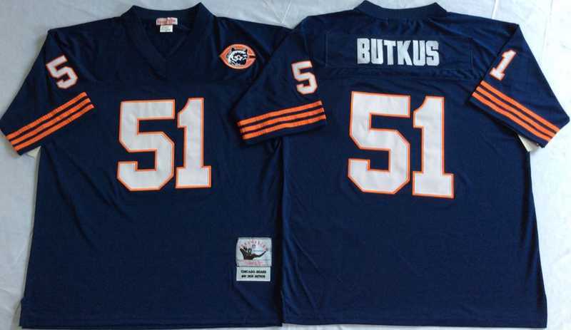Mens Chicago Bears #51 Dick Butkus Navy Throwback Stitched Football Jersey