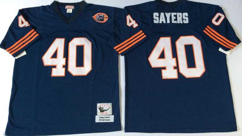 Mens Chicago Bears #40 Gale Sayers Navy Throwback Stitched Football Jersey