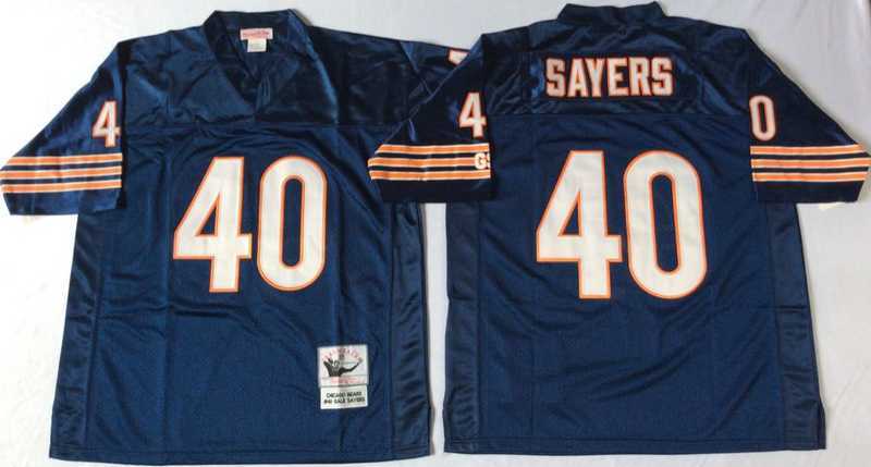 Mens Chicago Bears #40 Gale Sayers Navy 1985 Throwback Jersey