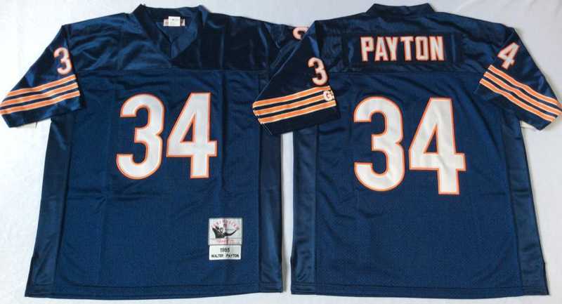 Mens Chicago Bears #34 Walter Payton Navy 1985 Throwback Jersey
