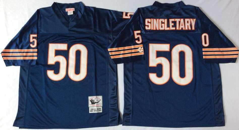 Mens Chicago Bears #50 Mike Singletary Blue Throwback Stitched Football Jersey